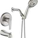 Tub Shower Faucet Set with 10 Spray Handheld Shower Brushed Nickel Shower Head and Handle Set Shower System with Tub Spout 4.7 Inch Shower Handheld Shower Fixtures Tub and Shower Trim Kit