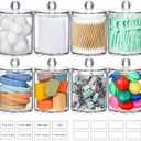 AOZITA 8 Pack Acrylic Qtip Holder Dispenser with Lids & Labels, Cotton Swab, Ball, Round Pads, Floss Picks Storage Canister - Clear Plastic Apothecary Jar for Bathroom Vanity Makeup Organizer
