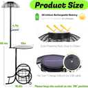 Solar Outdoor Side Table with Light, 52.5'' Waterproof Metal Patio End Table, Solar Powered Accent Table with Auto Light ON/OFF & USB Charging, Pefect for Porch Backyard Poolside Balcony, Black