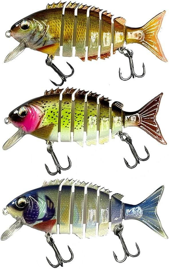 Multi-Segment Bait, Realistic bass Design, Bottom-Fishing Bait for Family Fishing. (Yellow-green)