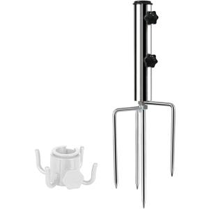 weallbuy Beach Umbrella Sand Anchor with 4 Legs, Removable & Adjustable Heavy Duty Metal Sun Holder, Outdoor Umbrella Stand Steel Anchor for Beach Grass Sand