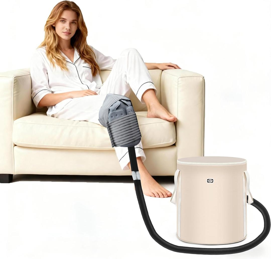 Cold Therapy Machine for Knee After Surgery  Circulating Ice Therapy System with Automatic Safety Timer, Quiet Night Use, Easy Setup for Post Knee Replacement Recovery (Yellow)