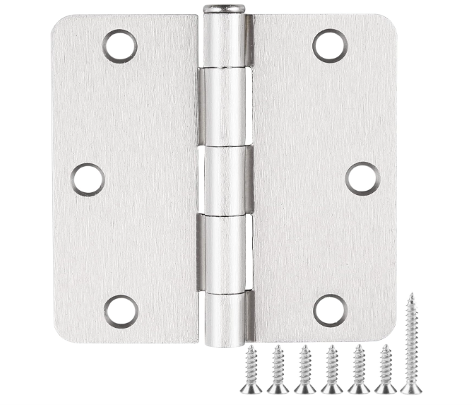 24 Pack Nickel Door Hinges Brushed Nickel Hinges for Doors Satin Nickel 3.5" x3.5 Inch Hinges Rounded 1/4" Raidus Standard Residential Bedroom Door Hinge Sturdy Door Hardware