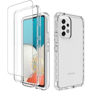 Phone Case for Galaxy A53 5G Case, Samsung A53 5G SM-A536U with Tempered-Glass Screen Protector, Clear Full Body Protective Hard PC Shell Soft TPU Cover Cases for Samsung Galaxy A53 5G (clear)