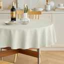Faux Linen Round Tablecloths 60 inch, Waterproof Decorative Washable Texture Rustic Circle Table Cloth Cover for Dining Kitchen Party Farmhouse Outdoor(60 Inch,Round (2-4 Seats),Light Grey)