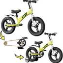 Balance Bike 2 in 1 with Pedals Brake Training Wheels Kickstand Pneumatic tyre,for Kids 2-7 Years Old,Kids Bike 12 inch (green)