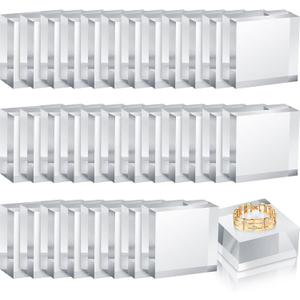 Kigeli 32 Pcs 2 x 2 x 1 Inch Clear Square Display Block Acrylic Polished Acrylic Cube Jewelry Display Holder Base Stands