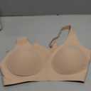 OEAK Womens Deep V Bras Wireless Comfortable Bra Supportive No Underwire Bras Tshirt Push Up Bralettes Plunge Seamless Bra Large, Nude