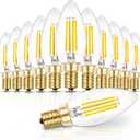 Hizashi E12 Candelabra LED Light Bulb 40 Watt Chandelier Light Bulbs Dimmable 5000K Daylight, B10 LED Candelabra Bulbs, 90+CRI, 4W, 450LM, Candle Light Bulbs, UL Listed, 12 Pack