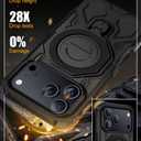 2 x Vaki for iPhone 17 Pro Case with Tempered Glass Screen Protector, Heavy Duty Military Grade Shockproof Protective Cover 360° Ring Magnetic Kickstand Armor Cell Phone Case for iPhone 17 Pro (Black)