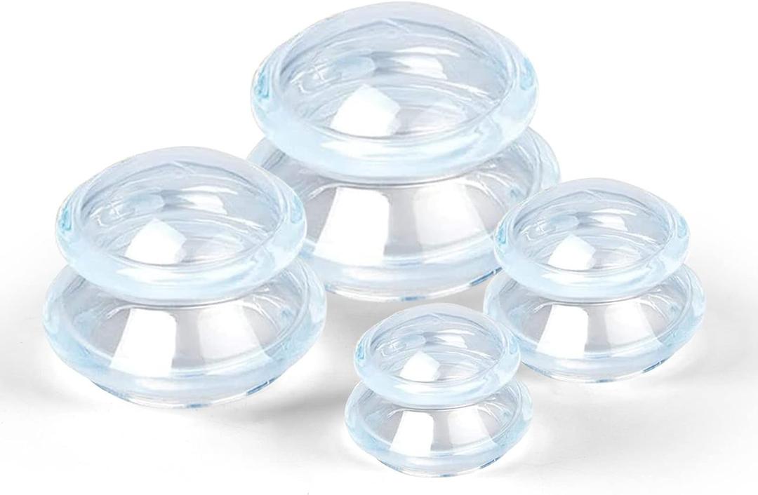 Silicone Cupping Therapy Set, Professional Studio and Home Cupping Set Massage Therapy Cups, Chinese Massage Cups for Cellulite Reduction Cupping Kit, Muscle and Joint Pain Myofascial Cupping Massager (White and Clear)