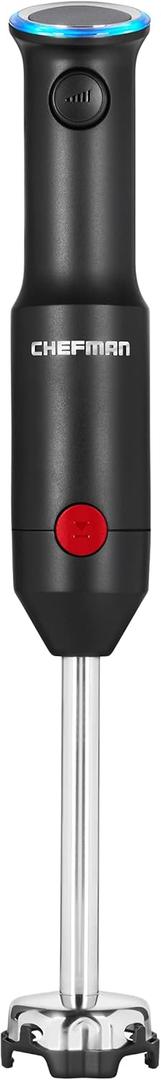 Chefman Cordless Portable Immersion Blender with One-Touch Speed Control - Quick Mix for Shakes, Smoothies, Soups, Dips, Sauces - Black - Stainless Steel Blades - BPA-Free - Dishwasher Safe