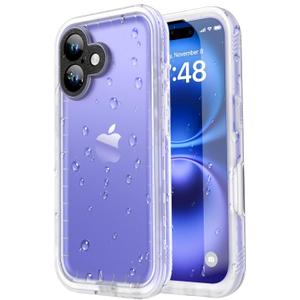 SPORTLINK Waterproof Case for iPhone 16, Shockproof Dustproof Full Body Sealed Heavy Duty Protective, Built-in Screen Protector Rugged Cover for iPhone 16 6.1" Frosted Clear