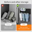 Magnetic Stanley Cup Holder for Refrigerator - Waycco Upgraded 2-in-1 Tumbler Organizer with Lid Hanging Bar & Slide-in Hooks, Fits Stanley Adventure Mug, Yeti Rambler & Most Handle Mugs (Black)