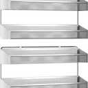 Auledio 2 Pack Spice Rack Organizer, 3 Tier Counter-top Stand or Wall Mounted Storage Rack Hanging Shelf for Kitchen Cabinet, Cupboard, Pantry Door or Bathroom Shower Cosmetic - Chrome