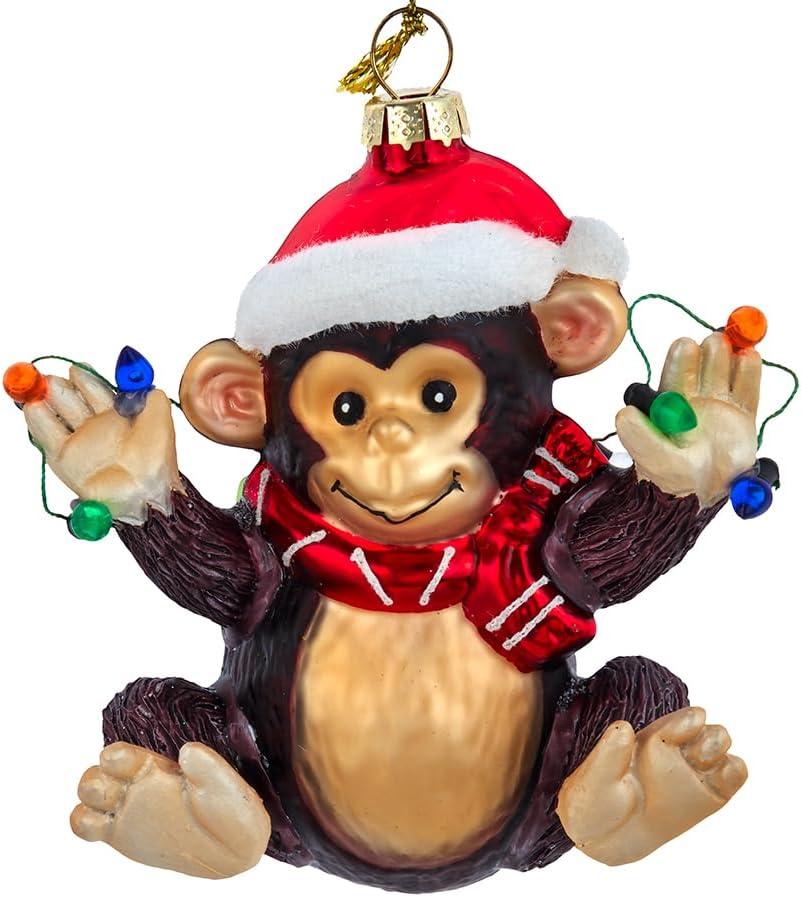 Kurt Adler 4-Inch Glass Monkey Ornament