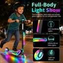 BELEEV Scooters for Kids with Infinity Mirror Light-Up Deck, LED Stem & Wheels, 12 Light Modes, 2 Wheel Folding Kick Scooter, 4 Adjustable Heights, Lightweight Scooter for Boys Girls Ages 3-12 (Aqua)