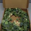 Pinkpum 20'' Eucalyptus Wreath for Front Door, Porch, Window - Green Decor for Home, Farmhouse - Spring, Summer, Fall, All Seasons (White)