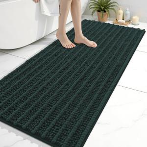 Arotive Luxury Bathroom Rugs 60x24, Extra Soft Thick Absorbent Shaggy Chenille Bath Rugs, Non-Slip Machine Wash Dry, Bath Mats for Bathroom Floor, Tub and Shower, Home Decor Accessories, Dark Green