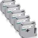 5 x Label Maker Tape Replacement for Brother P Touch M Tape M-K231 M-K231s MK231 MK-231 M231 12mm 0.47 White, Compatible with Brother P Touch PT-M95,PT-90,PT-70,PT-65,PT-85 Label Maker Refills,26.2 Ft