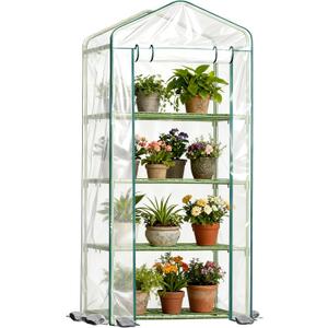 Twira 4-Tier Mini Greenhouse Outdoor, Portable Small Greenhouses for Winter, PE-coated Metal Frame & PVC Cover Green House for Outside Plants, Indoor Greenhouse Women Men Gardening Gifts 2.3x1.6x5.2ft, Large