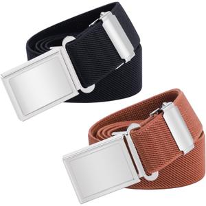 WELROG Kids Adjustable Magnetic Belt for Boys - Girls Elastic Stretch Buckle Belts Toddler (Black/Brown)