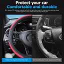 2 x Zpana Elastic Car Steering Wheel Cover, 14.5-15 Inch Leather Non Slip Vehicle Steering Wheel Protecter Without Inner Ring, Auto Interior Protection Accessories, Universal Fit (Red)