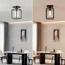 2 Pack Semi Flush Mount Ceiling Light, Black Metal Frame with Clear Glass Shade, Farmhouse Light Fixture for Kitchen, Island, Entryway, Porch, Foyer, Dining Room