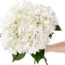5Pcs Realistic White Hydrangea Artificial Flowers with Stems 21 Inch Lifelike Faux Hydrangeas Flower Large Hydrangea for Weddings Bouquets Table Centerpieces Home Decor Party