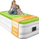 YENING Twin Size Air Mattress with Built in Pump Raised Single Inflatable Bed Blow up Mattressith Camping Airbed 18 Inch Tall (Green)