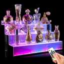 12 IN Clear Acrylic Display Riser Shelf with LED light,3 Tier Display Step Shelves Holder, Perfume Cologne Organizer Holder,Pops Toys Figures, Clear Cupcake Riser, Dessert Shelf, Decoration on