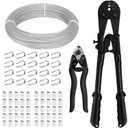 TooTaci 1/8 Stainless Steel Cable, 100ft 1/8 Wire Rope with Wire Rope Crimping Tool and Cutter, 77 Strands Aircraft Cable for Deck Railing, Clothesline, Shade Sails, String Light