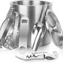 3L Ice Buckets for Parties 6PC Set, Stainless Steel Double-Wall Insulated Ice Bucket with Lid, Scoop, Tongs, Beer & Wine Opener – Ideal for Cocktail Bar, Outdoor Events & Keeps Ice Frozen Longer
