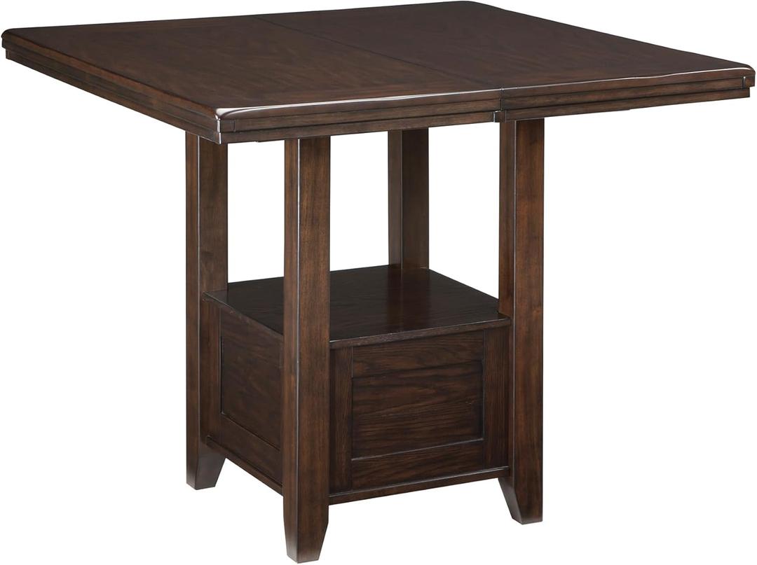 Signature Design by Ashley Haddigan Traditional Rectangular 36" Counter Height Dining Extension Table, Dark Brown