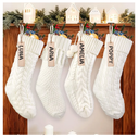 6 Pack 18 Inches Christmas Knitted Hanging Stockings,Xmas White Large Farmhouse Rustic Neutral Cable Knit Personal Stockings Decorations for Christmas Tree Fireplace Family Holiday Party Decor