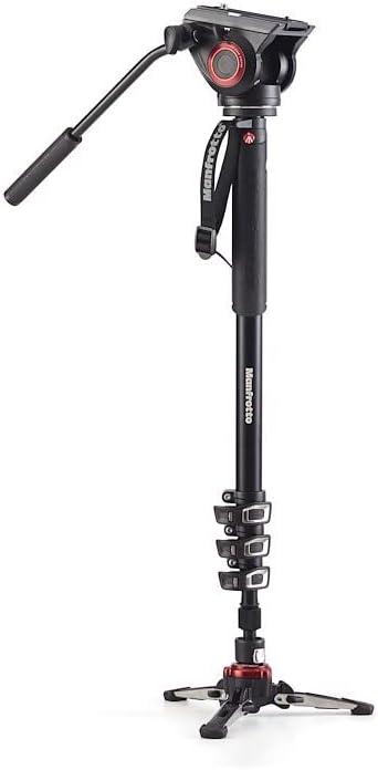 Manfrotto Video Monopod XPRO+, Camera and Video Support Rod with Video Head, 4-Section in Aluminum with Fluid Base, Photography Accessories for Content Creation, Video, Vlogging