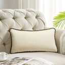 2 x ORTIGIA Farmhouse Lumber Pillow Covers Decorative 12x20 Textured Pillowcaes with Scalloped Edge Pillow Case for Couch Sofa Bed Cushion Living Room Green