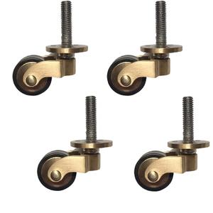 Solid Brass Casters Wheels,1" Furniture Swivel Caster Wheels,Antique Style Rubber Wheels,Heavy Duty Castors for Sofas,Coffee Table,Screw Style Fitting,with Screws, Load 440 lbs of 4 Packs