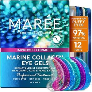 MAREE Eye Gels - Pads Under Eye Patches for Puffy Eyes and Dark Circles with Collagen & Hyaluronic Acid - Anti Wrinkles Under Eye Masks Skincare Treatment for Puffiness & Bags