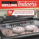Gourmia Smokeless Indoor Grill - Air Fryer Combo with Smoke Extractor, 5 Cooking Presets, Grill, Air Fry, Roast, Bake, Dehydrate, Countertop Cooker, Glass Lid
