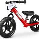 KRIDDO Toddler Balance Bike 2 Year Old, Age  12 Inch Push Bicycle with Customize Plate (3 Sets of Stickers Included), Steady Balancing, Gift Bike for 2-3 Boys Girls, Red