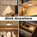 NIEGNOWOO LED Motion Sensor Puck Lights, Rechargeable Cabinet Lights, Stick on Wireless LED Night Light for Closet, Drawer, Shelf, Under Cabinet, Warm White 6Pack, USB Charging Cord Included