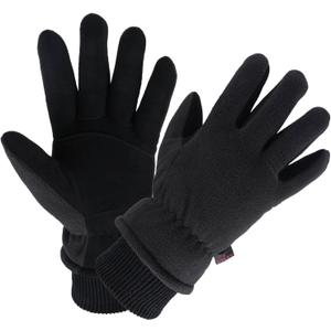 OZERO Winter Gloves Deerskin Leather Thermal Ski Glove Insulated Fleece for Snow Skiing Driving Cycling Hiking Runing Hand Warmer in Cold Weather for Men and Women Large Black