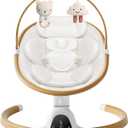 Baby Swings for Infants, Electric Infant Swing with 5 Speed Modes, 5-Point Harness, 3 Timer Settings, Built-in Lullabies & Bluetooth, Portable Modern Swing for Indoor & Outdoor (White)