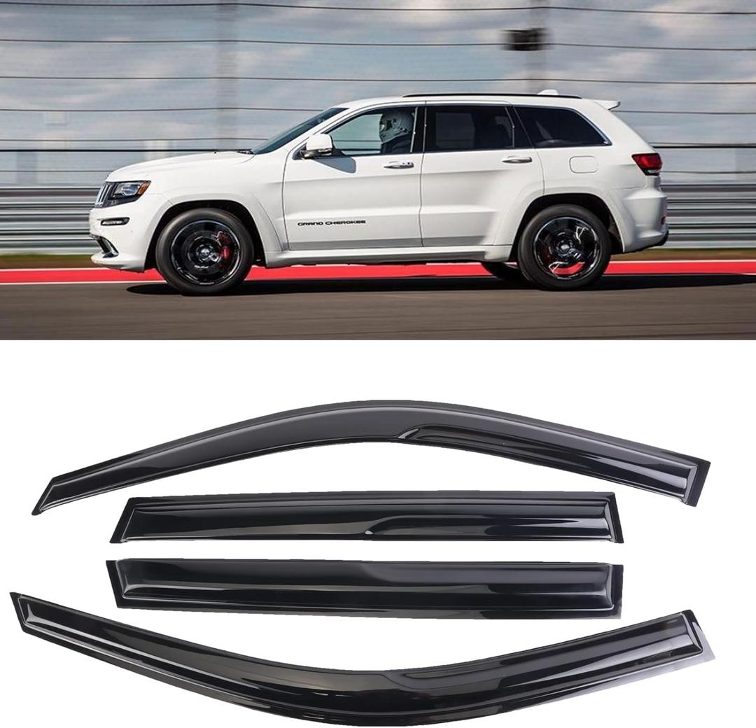 Window Visor Wind Window Tape-On Deflectors for 2011-2021 Jeep Grand Cherokee Rain Guards 4 Pcs 94252