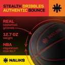 Silent Basketball Size 7, 29.5 Airless Indoor Basketball | Gift Box Included, Pro PU Foam Basket Ball, for Quiet Dribbling Indoor, Real Grooves, 90% Bounciness, 12.7 Oz, Black Color