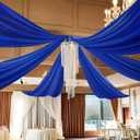 DUOBAO Royal Blue 5x20ft Chiffon Drapes | 6pc Elegant Sheer Wedding Backdrop Curtains | Perfect for Tent, Banquet Hall, and Photography