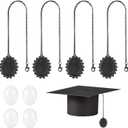 4pcs Graduation Cap Photo Charm, Tassel Picture Charm Memorial Photo Pendant Graduation Cap Tassel for Caps Formal Ceremony (Black)