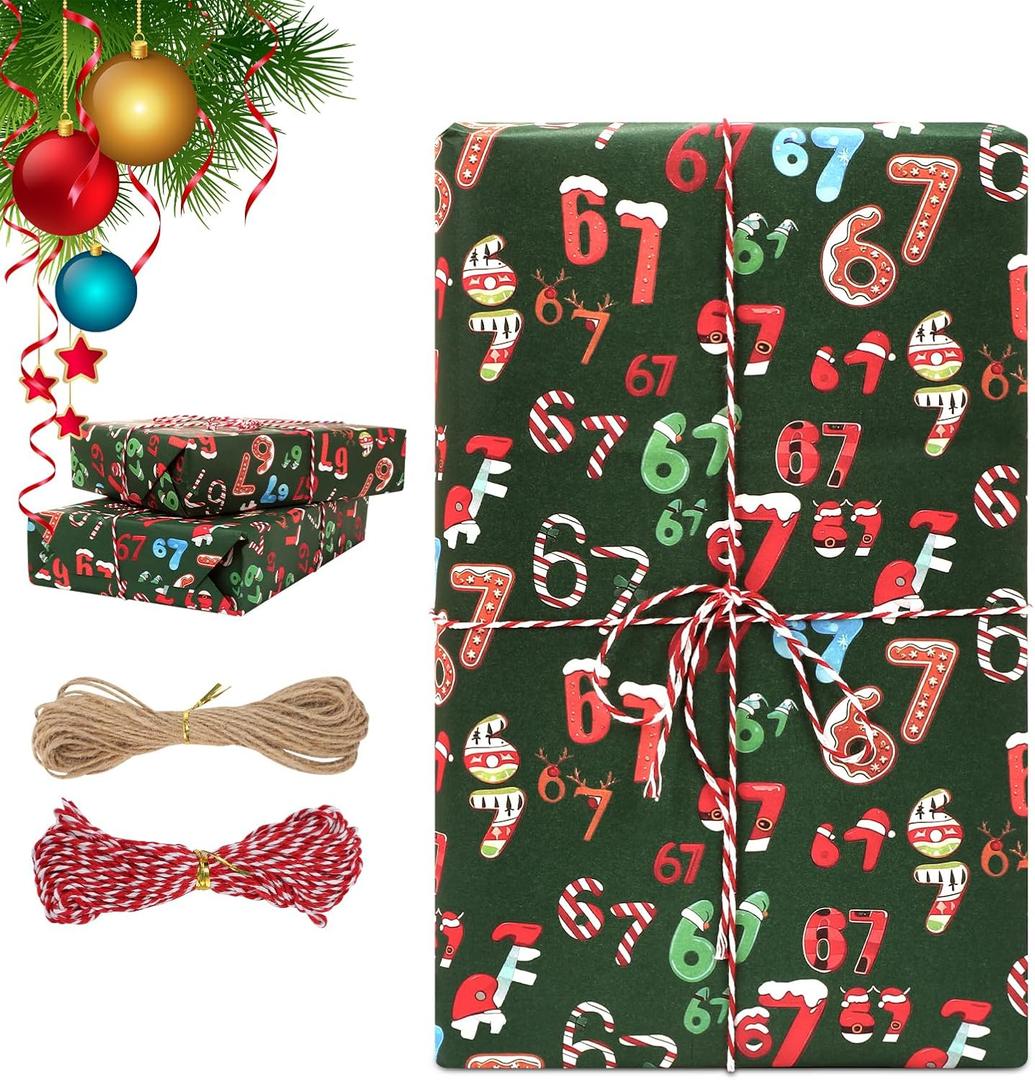 67 Christmas Wrapping Paper, Funny 67 Edition Wrapping Paper, Unique Six Seven Festive wrapping Papers, Gift Wrap Paper for Xmas, Party, Wrap Your Presents in Holiday
