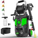 Electric Pressure Washer - 5000PSI Max, 3.6 GPM, 20FT Hose, 35FT Power Cord, 4 Nozzles, Foam Cannon High Power Washers for Car, Patio, Driveway, Garden, Outdoor Surface Cleaning, Green